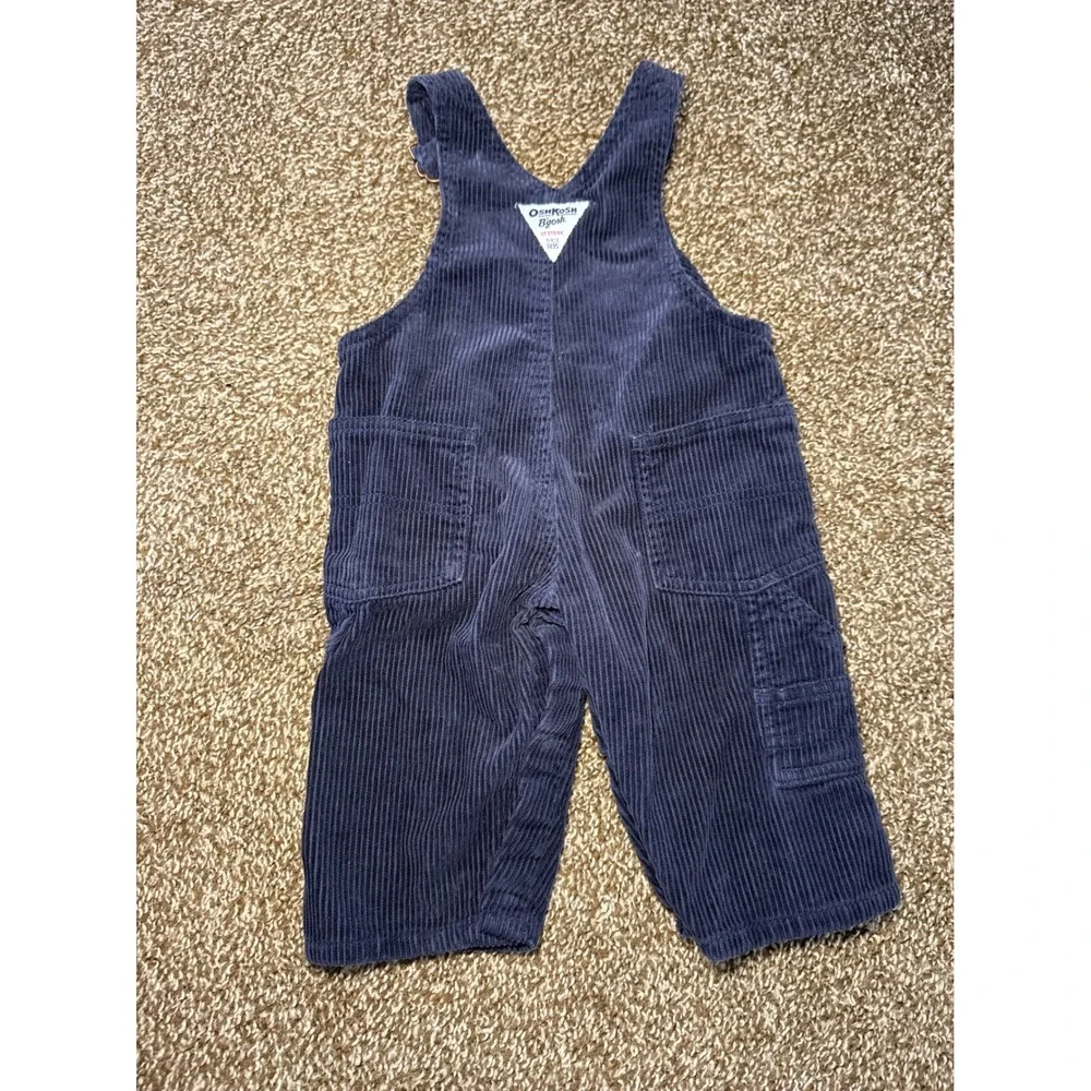 OshKosh Bgosh Vintage 90s Vestbak‎ Navy Blue Corduroy Overalls Toddler Size 18M